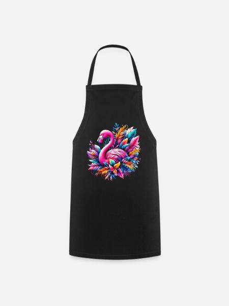 Flamingo - Kochschürze - Schwarz