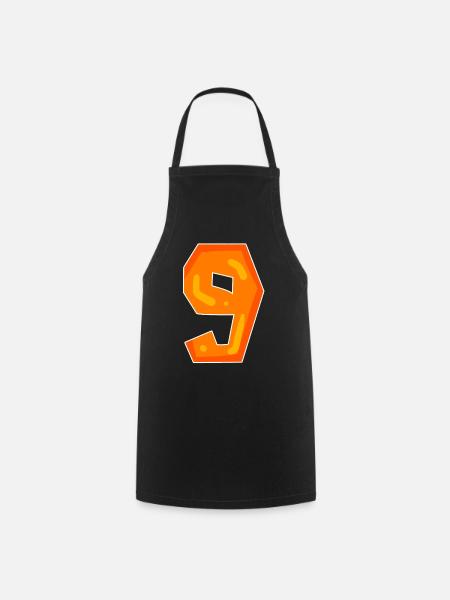 Zahl 9 - Neun - 9 Motiv Orange - Kochschürze - Schwarz