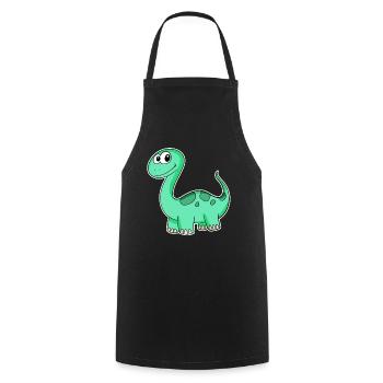 Dino Motif Dinosaur Green - Cooking Apron - black - Front - AI Model Male 185 dark (185cm)