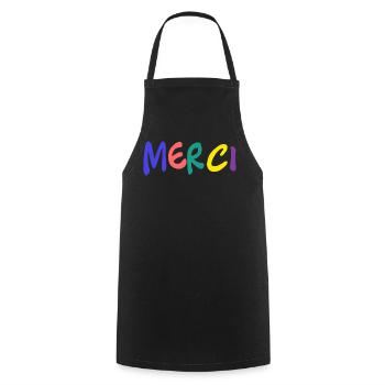 MERCI. MAÎTRESSE. MAÎTRE. MERCI MAÎTRESSE - Tablier de cuisine - noir - Devant - AI Model Male 185 dark (185cm)