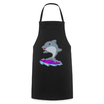 Été de surf sur planche de surf Dolphin - Tablier de cuisine - noir - Devant - AI Model Male 185 dark (185cm)