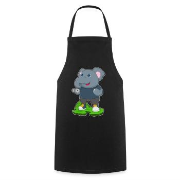 Bodybuilding éléphant avec haltères - Tablier de cuisine - noir - Devant - AI Model Male 185 dark (185cm)