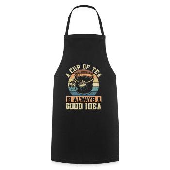 Hot Tea A Cup Of Tea Is Always A Retro Hot Drinks - Cooking Apron - black - Front - AI Model Male 185 dark (185cm)