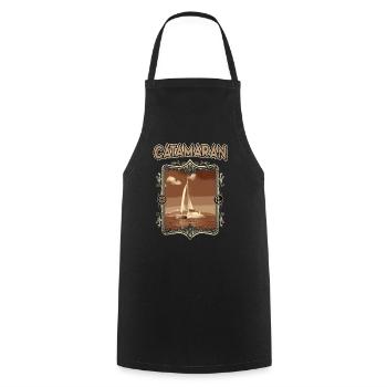 Catamaran Boat Sailboat Sailing Sailor Vintage - Cooking Apron - black - Front - AI Model Male 185 dark (185cm)