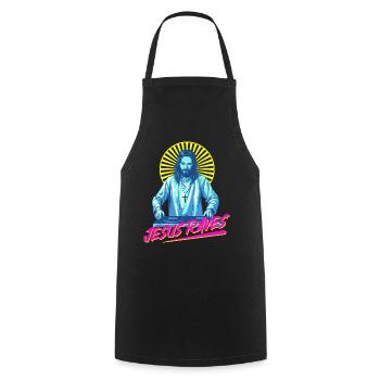 Rave Techno House Party EDM Festival Goa Electro - Kochschürze - Schwarz - Vorne - AI Model Male 185 dark (185cm)