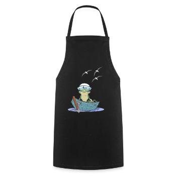 frog sailor sailor boat toad frogs - Cooking Apron - black - Front - AI Model Male 185 dark (185cm)