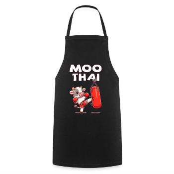 Muay Thai Boxing, Thai Boxing Kickboxen, Moo Thai - Kochschürze - Schwarz - Vorne - AI Model Male 185 dark (185cm)