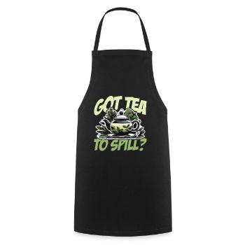 Hot Tea Got Tea To Spill Chamomile Hot Drink Lover - Cooking Apron - black - Front - AI Model Male 185 dark (185cm)