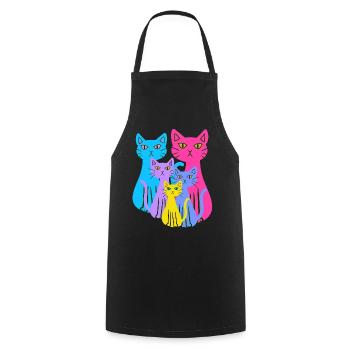 Cat Cats Kitten Family Kids Baby 80s - Cooking Apron - black - Front - AI Model Male 185 dark (185cm)