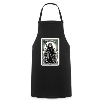 Tarotkarte Tod XIII, Tarot Karte Sensenmann - Kochschürze - Schwarz - Vorne - AI Model Male 185 dark (185cm)