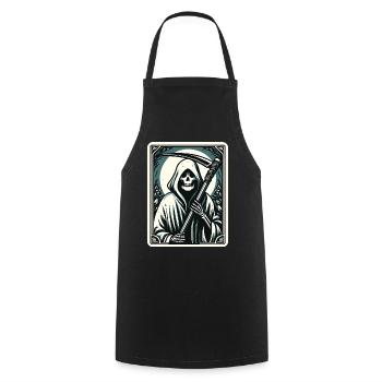 Tarotkarte Tod XIII, Tarot Karte Sensenmann - Kochschürze - Schwarz - Vorne - AI Model Male 185 dark (185cm)