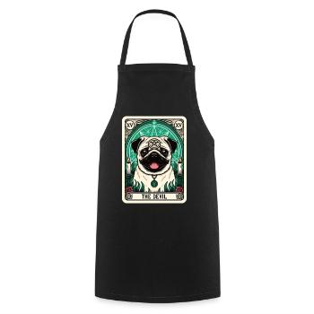 Tarot Card The Devil XV, Tarot Card Pug Dog - Cooking Apron - black - Front - AI Model Male 185 dark (185cm)