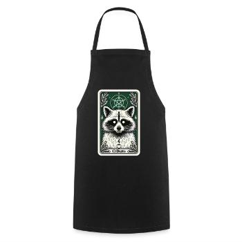 Tarotkarte Der Teufel XV, Tarot Karte Waschbär - Kochschürze - Schwarz - Vorne - AI Model Male 185 dark (185cm)