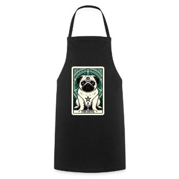 Tarot Card The Devil XV, Tarot Card Pug Dog - Cooking Apron - black - Front - AI Model Male 185 dark (185cm)