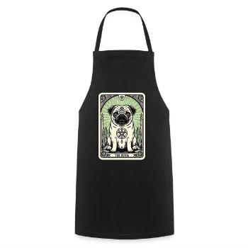 Tarot Card The Devil XV, Tarot Card Pug Dog - Cooking Apron - black - Front - AI Model Male 185 dark (185cm)