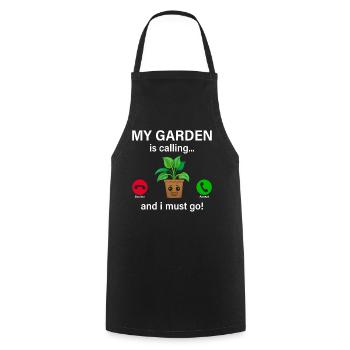 Mon jardin m’appelle et je dois y aller - Hobby Gardeni - Tablier de cuisine - noir - Devant - AI Model Male 185 dark (185cm)