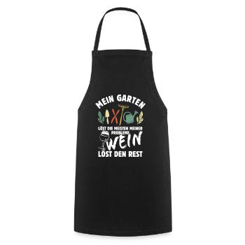 Mein Garten löst meine Probleme - Wein Spruch - Kochschürze - Schwarz - Vorne - AI Model Male 185 dark (185cm)