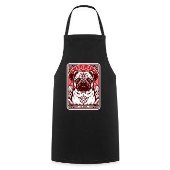 Tarot Card The Devil XV, Tarot Card Pug Dog - Cooking Apron - black - Front - AI Model Male 185 dark (185cm)
