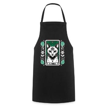 Tarot Card The Devil XV, Tarot Card Cat - Cooking Apron - black - Front - AI Model Male 185 dark (185cm)