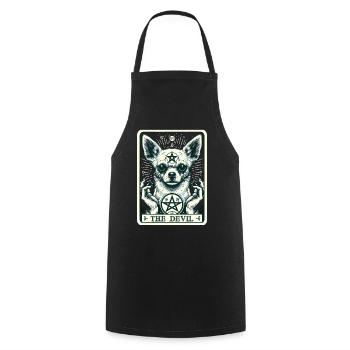 Tarot Card The Devil XV, Tarot Card Chihuahua - Cooking Apron - black - Front - AI Model Male 185 dark (185cm)