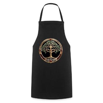 Elegant and noble tree of life with Celtic knot. - Cooking Apron - black - Front - AI Model Male 185 dark (185cm)