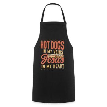 Hot Dog Adult Jesus Faith - Cooking Apron - black - Front - AI Model Male 185 dark (185cm)