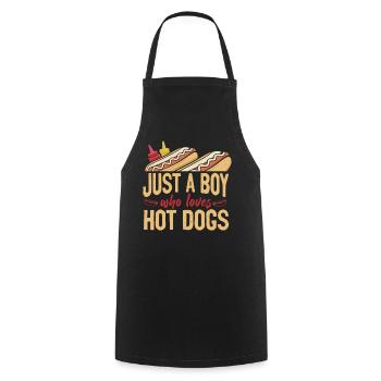 Hot Dog Adult Boy Just A Boy Who - Cooking Apron - black - Front - AI Model Male 185 dark (185cm)