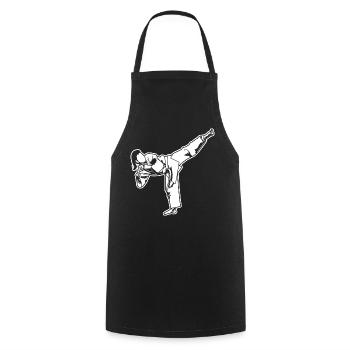 Weibliche Karateka - Kochschürze - Schwarz - Vorne - AI Model Male 185 dark (185cm)