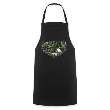 Living close to nature with a teepee tent in the forest - Cooking Apron - black - Front - AI Model Male 185 dark (185cm)