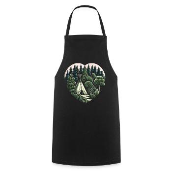 Living close to nature with a teepee tent in the forest - Cooking Apron - black - Front - AI Model Male 185 dark (185cm)