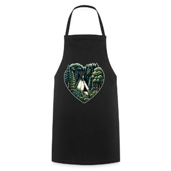Living close to nature with a teepee tent in the forest - Cooking Apron - black - Front - AI Model Male 185 dark (185cm)