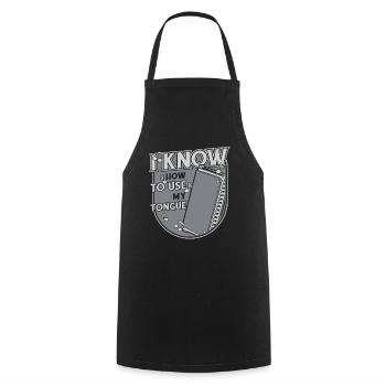 I Know How To Use My Tongue Harmonicist Mouth - Cooking Apron - black - Front - AI Model Male 185 dark (185cm)