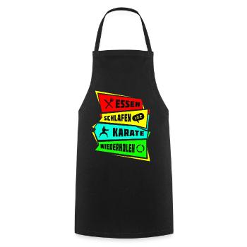 Eat Sleep Repeat Karate - Cooking Apron - black - Front - AI Model Male 185 dark (185cm)