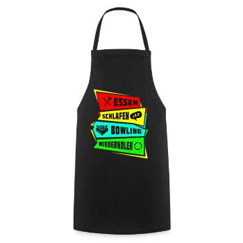 Essen Schlafen Bowling wiederholen - Kochschürze - Schwarz - Vorne - AI Model Male 185 dark (185cm)
