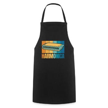 Retro Harmonica Harmonicist Mouth Harp Harmonist - Cooking Apron - black - Front - AI Model Male 185 dark (185cm)