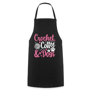 Crochet coffee & dogs - Crocheter Dog Owner - Kochschürze - Schwarz - Vorne - AI Model Male 185 dark (185cm)