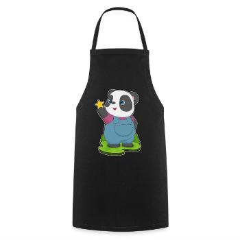 Étoile Panda - Tablier de cuisine - noir - Devant - AI Model Male 185 dark (185cm)