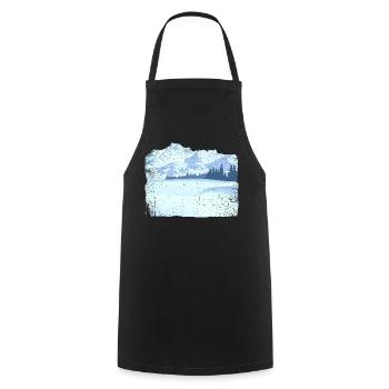 Mountain in snow with dirty effect - Cooking Apron - black - Front - AI Model Male 185 dark (185cm)