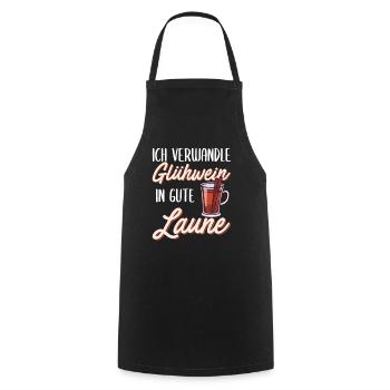Mulled Wine Saying, Winter and Good Mood - Cooking Apron - black - Front - AI Model Male 185 dark (185cm)