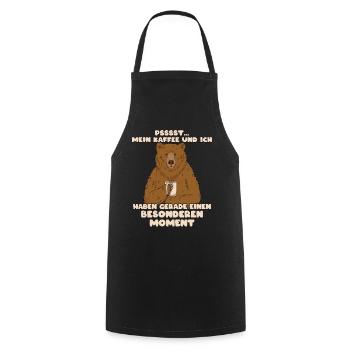 Coffee & Bear, Coffee Drinker, Coffee Lovers - Cooking Apron - black - Front - AI Model Male 185 dark (185cm)