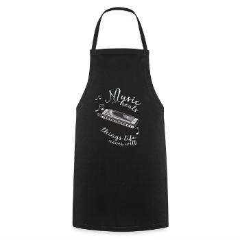 Harmonica Player Musician Harmonica - Cooking Apron - black - Front - AI Model Male 185 dark (185cm)