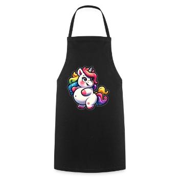 Colorful unicorn cuddly design - Cooking Apron - black - Front - AI Model Male 185 dark (185cm)