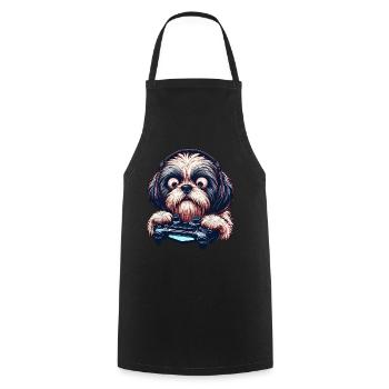 Cooles Design für Shih Tzu und Computerspiele - Kochschürze - Schwarz - Vorne - AI Model Male 185 dark (185cm)