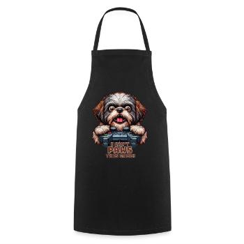 Dog gamers, Dog game freak shih tzu - Cooking Apron - black - Front - AI Model Male 185 dark (185cm)