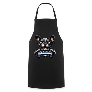 Dog gamers, Honden game freak French Bulldog - Cooking Apron - black - Front - AI Model Male 185 dark (185cm)