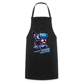 French Bulldog dog online VR gaming - Cooking Apron - black - Front - AI Model Male 185 dark (185cm)