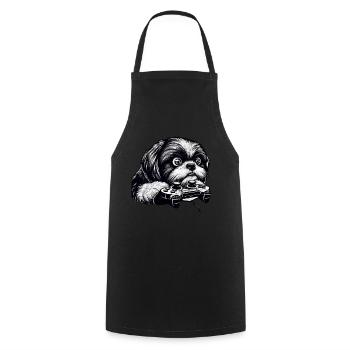 Dog gamers, Dog game freak shih tzu - Tablier de cuisine - noir - Devant - AI Model Male 185 dark (185cm)