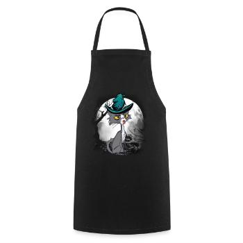 Chat magique chats sorcier conte de fées personnage conte de fées - Tablier de cuisine - noir - Devant - AI Model Male 185 dark (185cm)