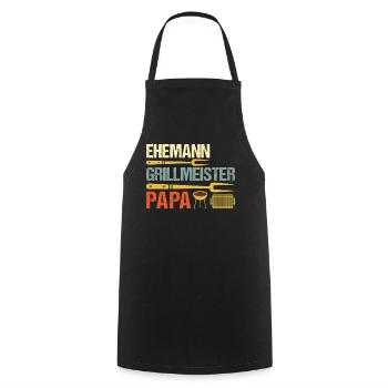 Vatertag Idee Papa - Ehemann Grillmeister Papa - Kochschürze - Schwarz - Vorne - AI Model Male 185 dark (185cm)