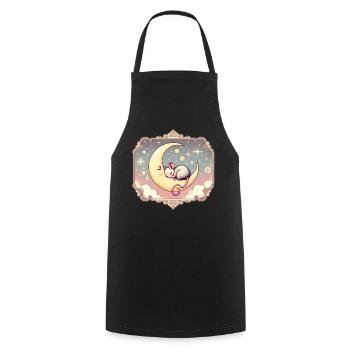 peacefully sleeping mouse, on a crescent moon - Cooking Apron - black - Front - AI Model Male 185 dark (185cm)